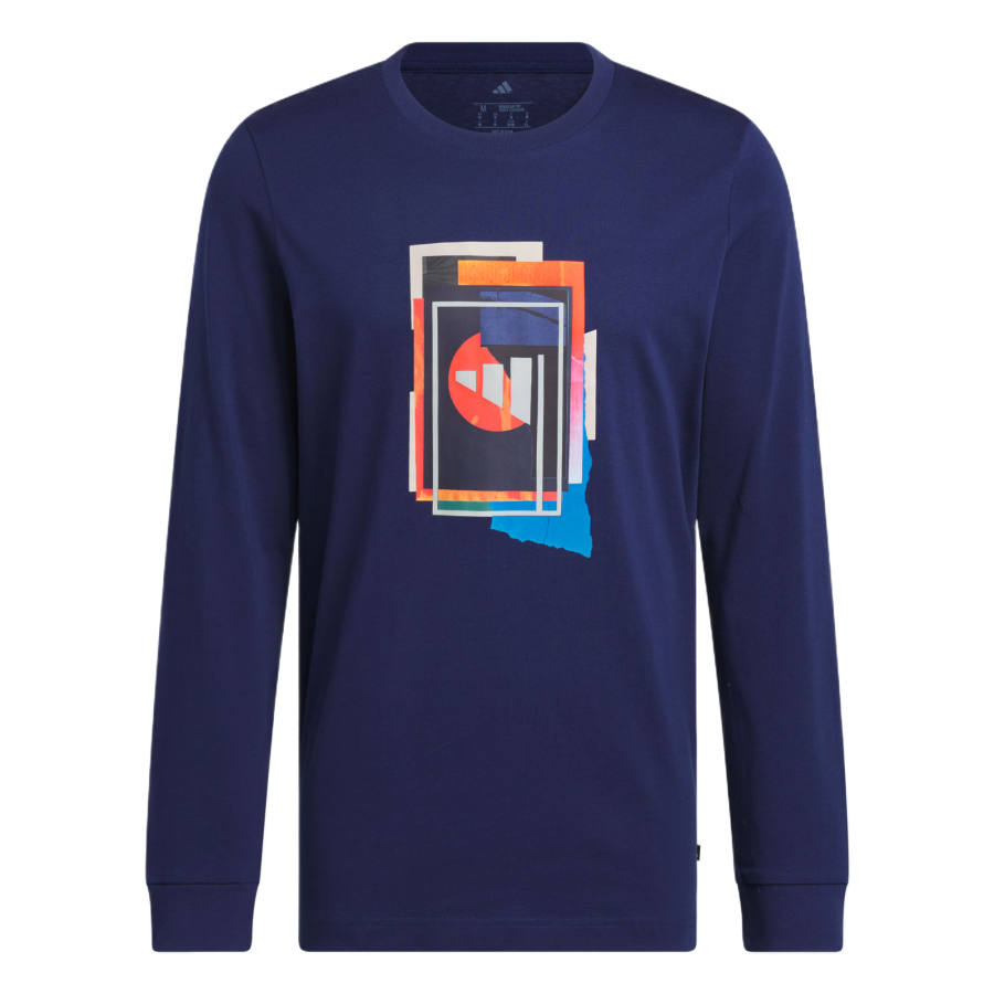 Adidas Adidas T Shirts Men's Marine Blue Crew Neck Moderate Straight Fit