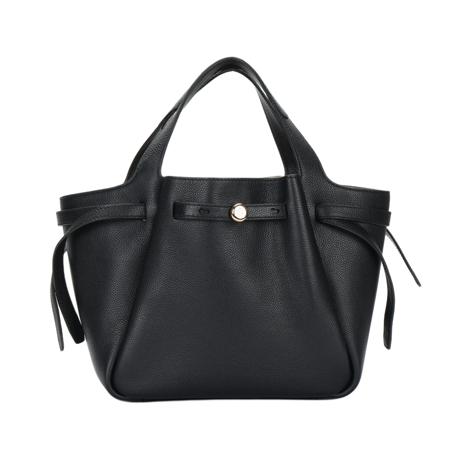 TORY BURCH Pebbled Leather Tote Bag, Shopping Bag, Handbag Small Women's Black