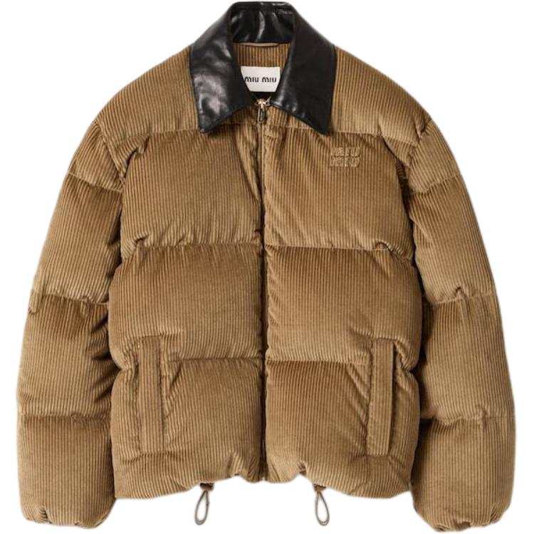 MIU MIU Down Jackets Women's Cork Beige Lapel Thickened Down Jacket