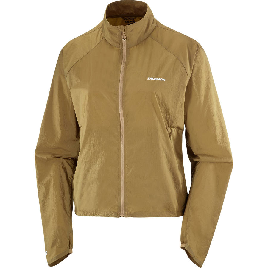 SALOMON Jackets Women's Olive Green Stand Collar Moderate Straight Fit
