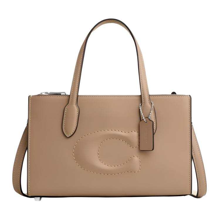 COACH Cow Leather Tote Bag, Shopping Bag, Shoulder Bag, Crossbody Bag, Handbag Medium Women's Beige