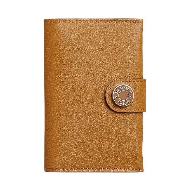 HERMES R.M.S Evercolor Calfskin Card Holder Women's Caramel