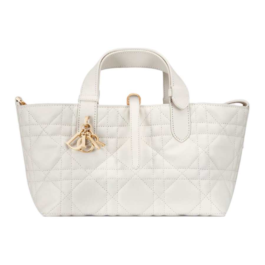 DIOR Toujours Cow Leather One Shoulder Handbag Small Women's Milk White