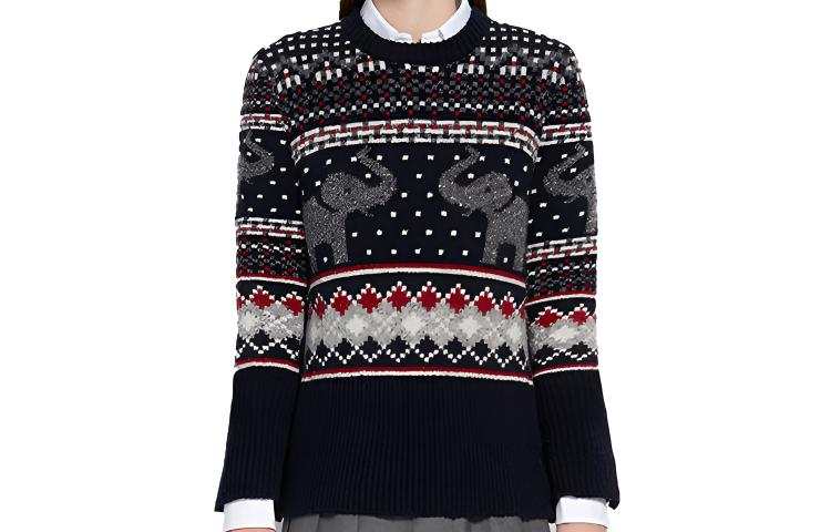 THOM BROWNE Sweaters Women's Marine Blue Crew Neck Moderate Other