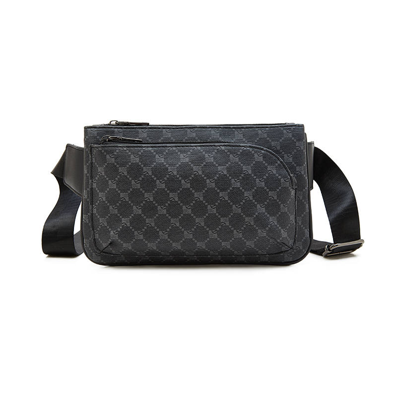 LAORENTOU Synthetic Leather Sling Bag Men's Pattern Black/Gray