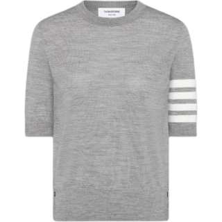 THOM BROWNE 4 Bar Sheer Sleeved Fine Knitted T Shirt