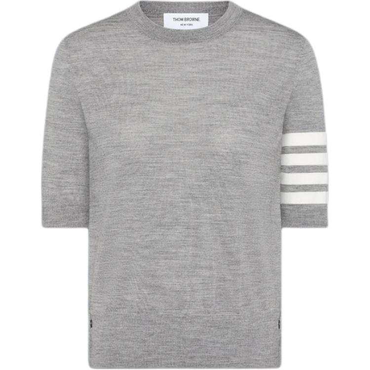 THOM BROWNE 4 Bar Sheer Sleeved Fine Knitted T Shirt