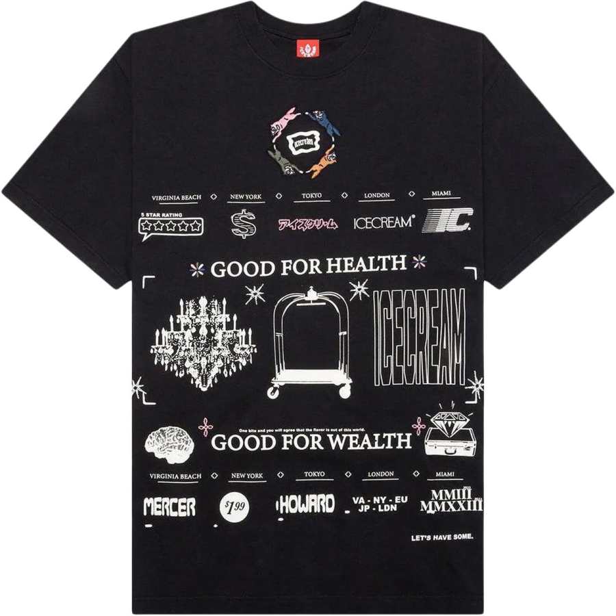 Ice Cream T Shirts Unisex Black Crew Neck Moderate Straight Fit