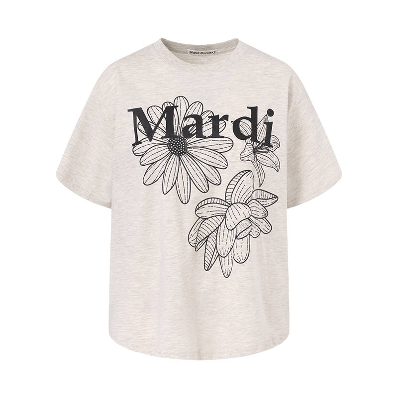 MARDI MERCREDI Three Flowers Collection SS25 Regular Sleeve T Shirt Women's Korean Style