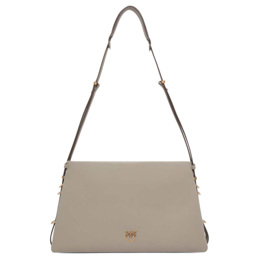 PINKO Cow Leather Shoulder Bag Women's Gray
