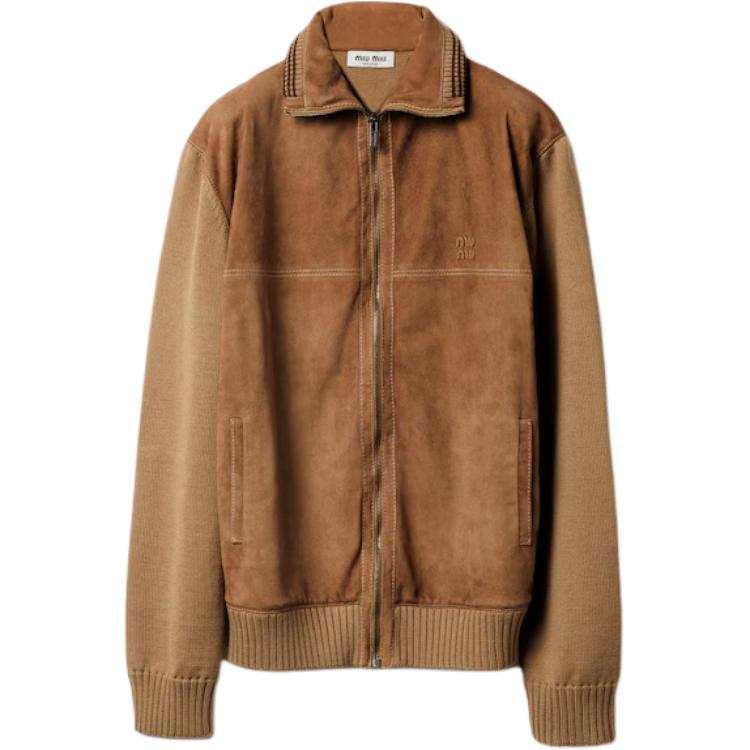 MIU MIU Miu Miu Knitted-Sleeved Bomber Jacket