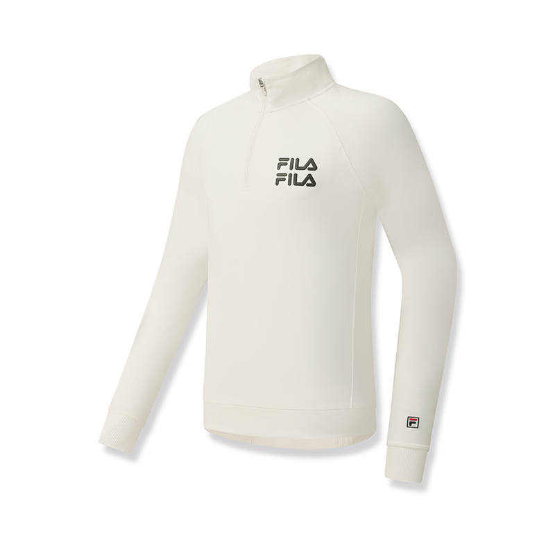FILA Tennis Sweatshirts Men's Heron White WT Stand Collar Moderate Regular