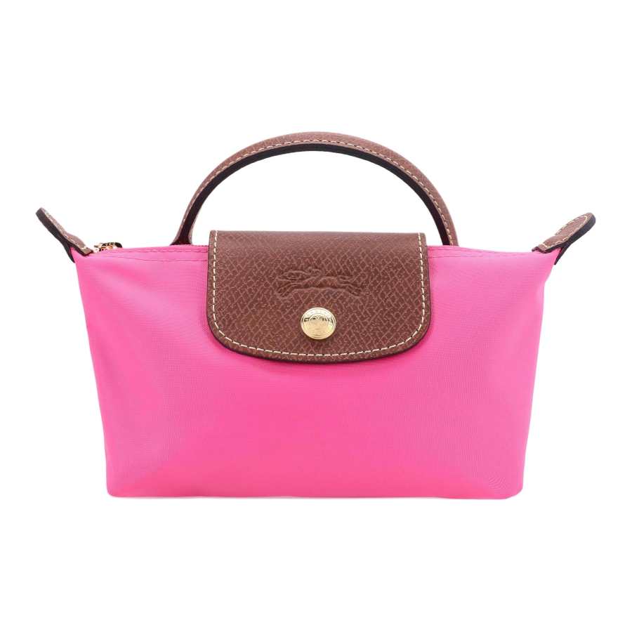 LONGCHAMP Le Pliage Recycled Canvas With Leather Trim Dumpling Bag Handbag Women's Candy Pink