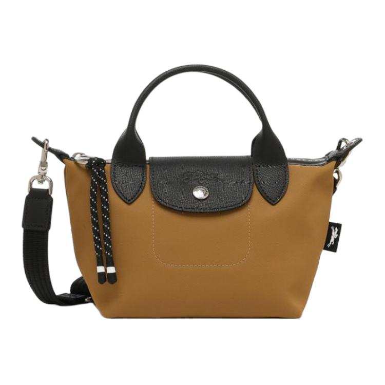 LONGCHAMP Le Pliage Energy Canvas With Leather Dumpling Bag, One Shoulder Handbag Mini Women's Tobacco