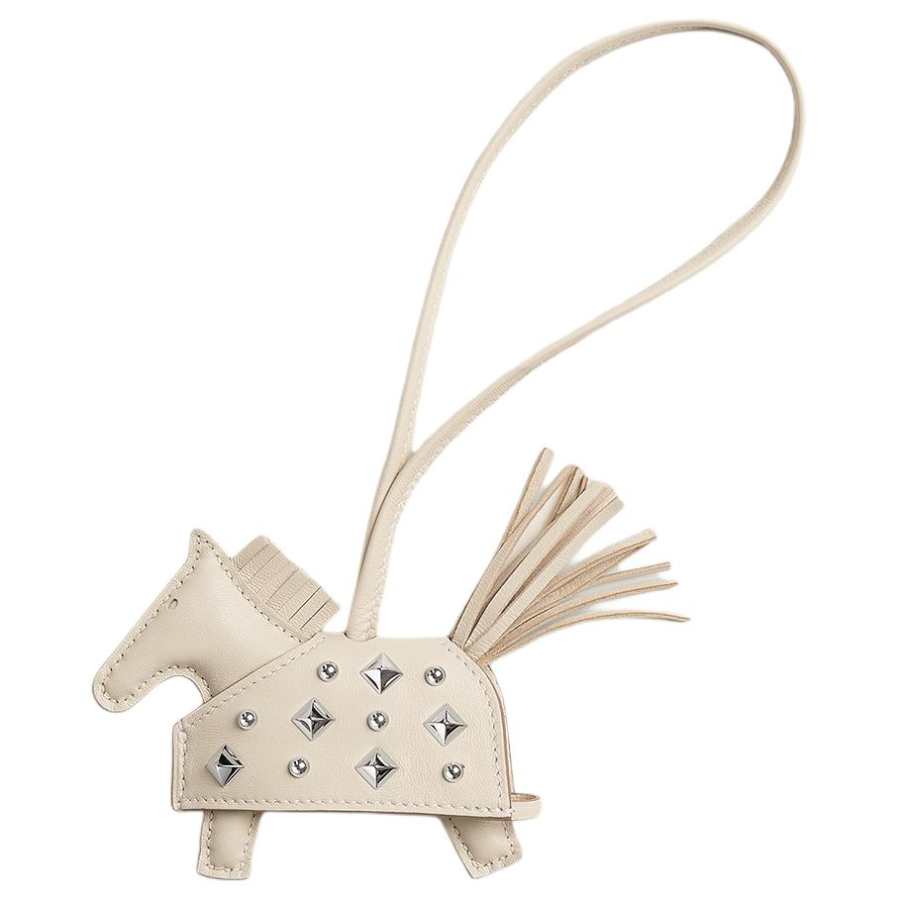 HERMES Rodeo Milo Lambskin, Swift Calfskin Bag Accessory Small Unisex Chalk White