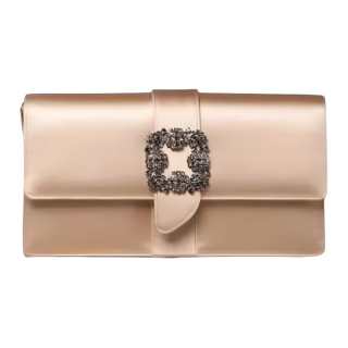MANOLO BLAHNIK Silk Shoulder Bag Women's Beige