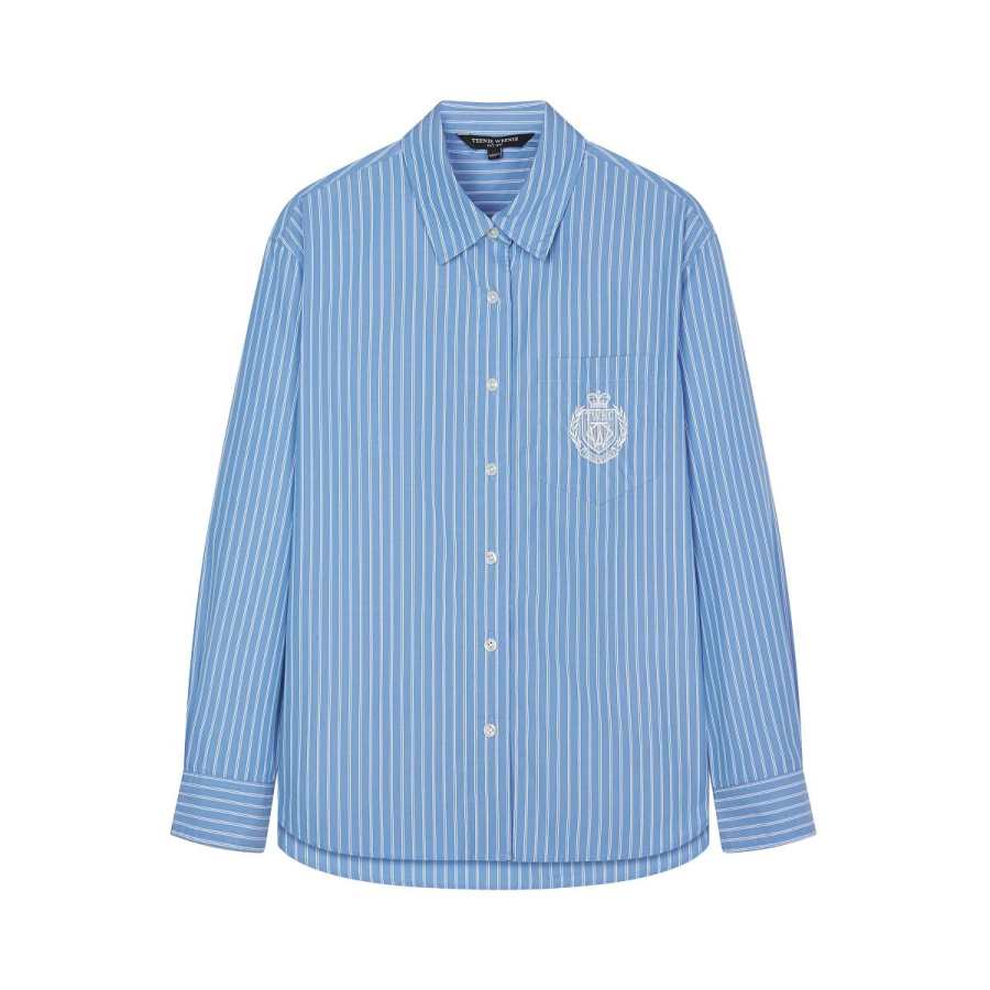 Teenie Weenie Shirts Women's Collegiate Blue 100% Cotton, Skin Friendly, Soft, Versatile & Loose Fit Lapel Moderate Other