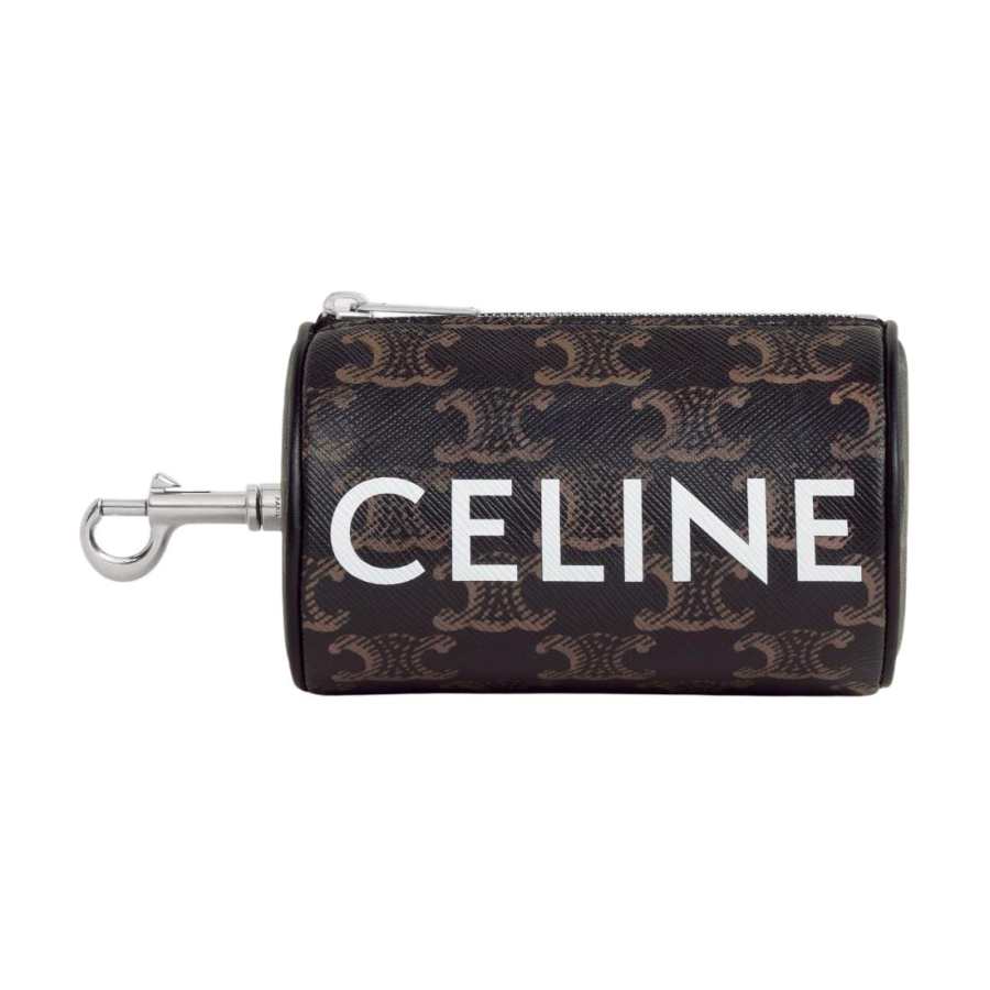 CELINE CELINE Canvas With Leather Cylinder Wallet Mini Men's Black