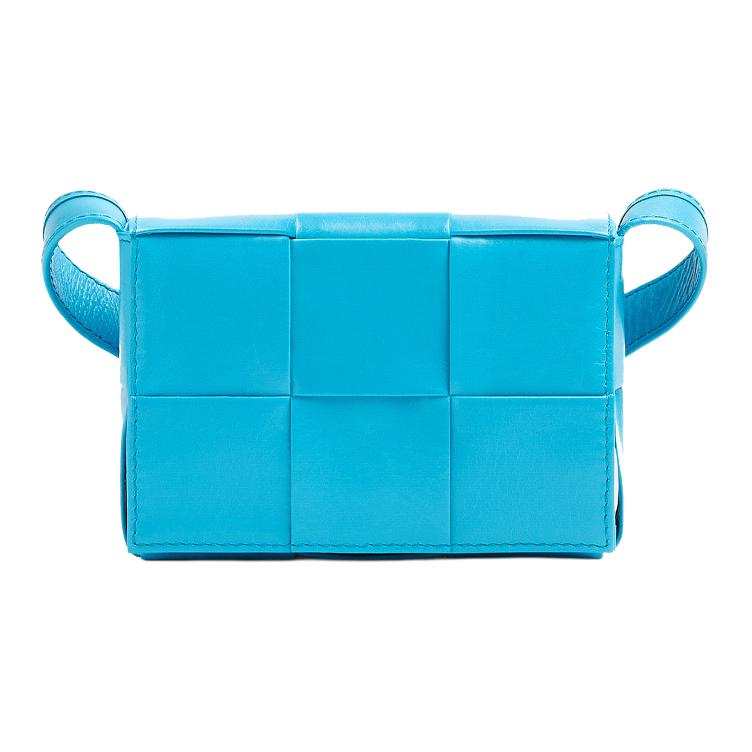 Bottega Veneta CASSETTE Waxed Leather Shoulder Bag, Crossbody Bag Mini Men's Blue