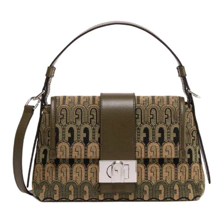 Furla Charlie Fabric With Calfskin One Shoulder Handbag Small Women's Multicolor