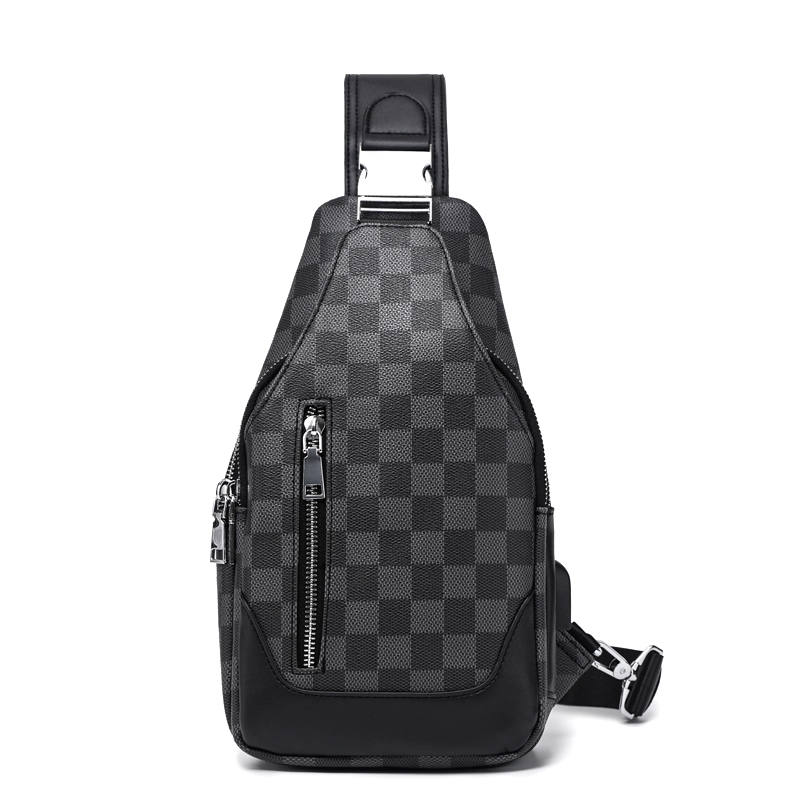 LAORENTOU Synthetic Leather Sling Bag Men's Black