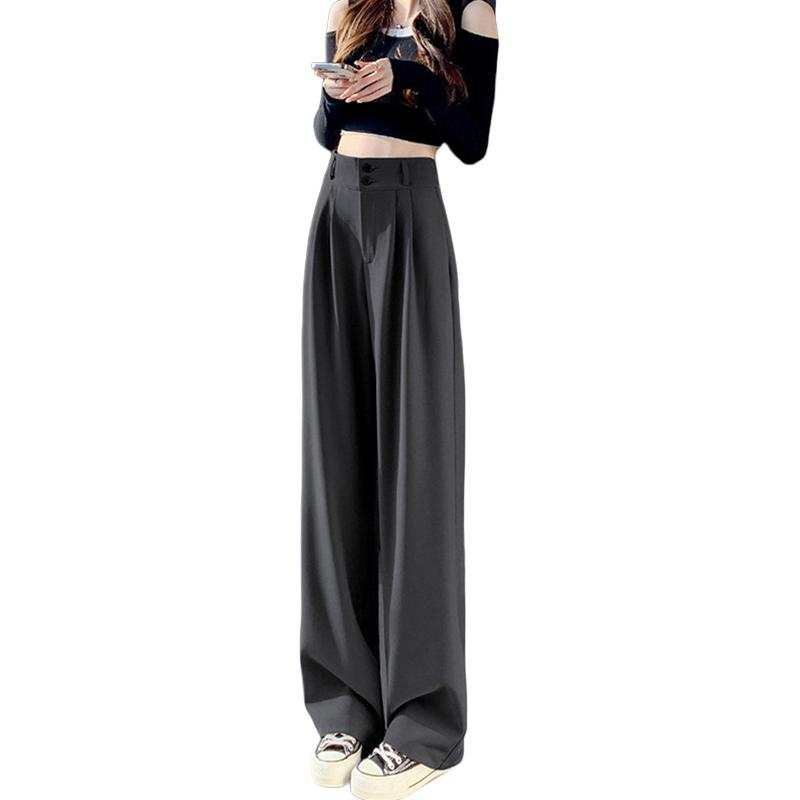 Tonlion Casual Pants Women's Dark Gray Moderate Wide Leg Pants