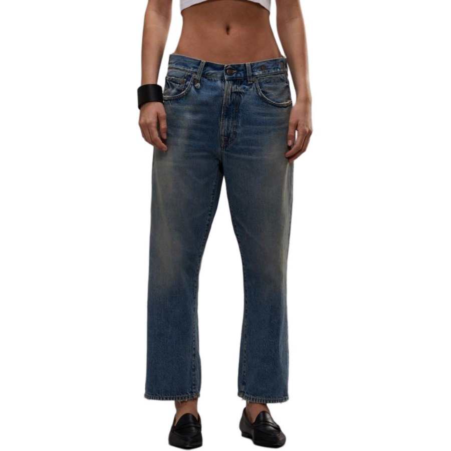 R13 Jeans Women's Merlin Blue Moderate Straight Fit Pants
