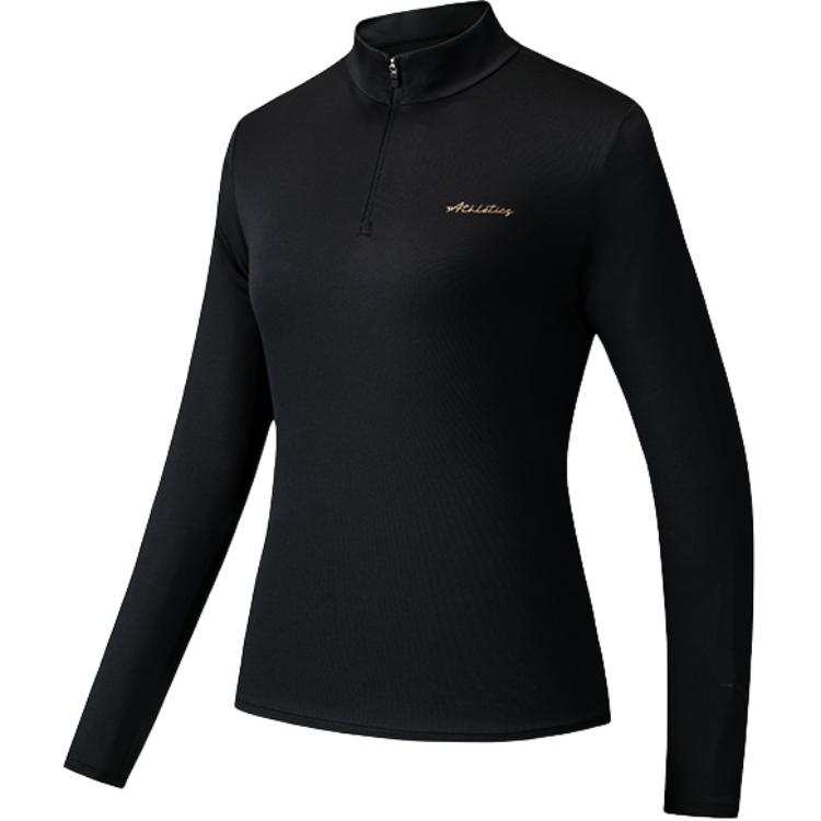 ANTA T Shirts Women's Black Stand Collar Moderate Straight Fit