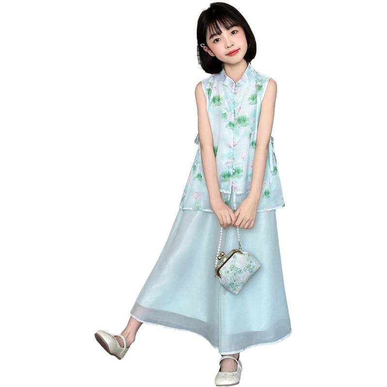 PROTECTCAMEL PROTECTCAMEL Kids Two Piece Skirt Sets Stand Collar Moderate Mid Length