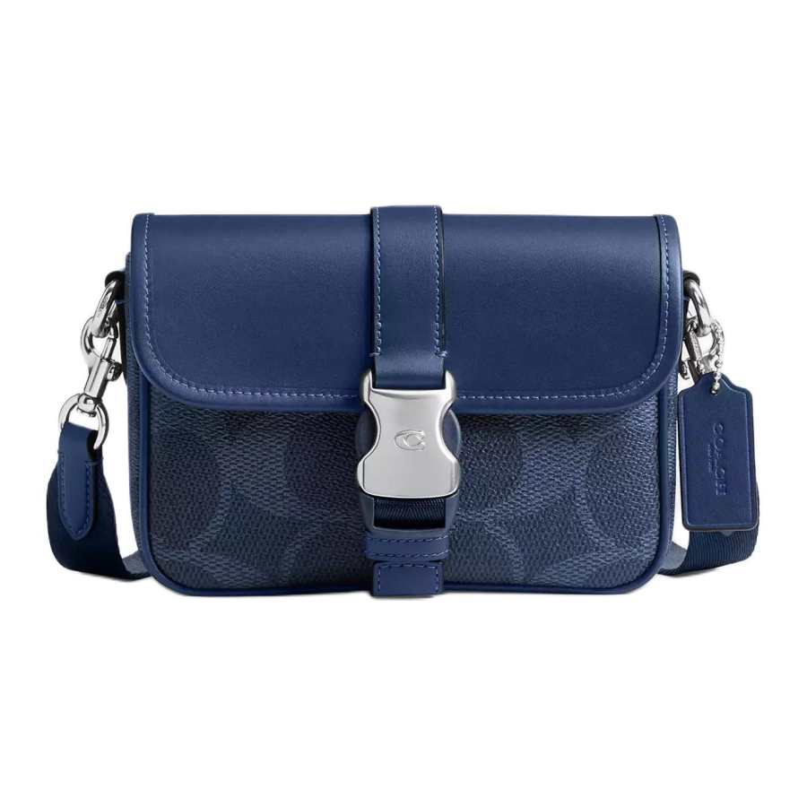 COACH Artificial Leather With Cow Leather Crossbody Bags Small Women's Blue