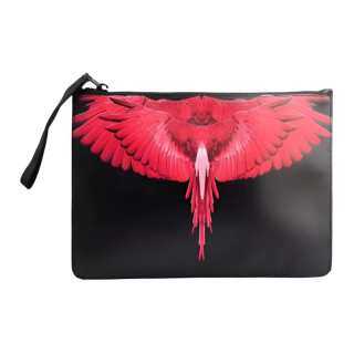 Marcelo Burlon Cow Leather Clutch Unisex Black Red
