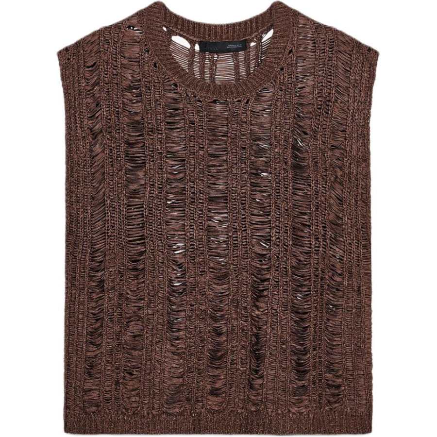 ZARA Knitwear Women's Brown Crew Neck Thin
