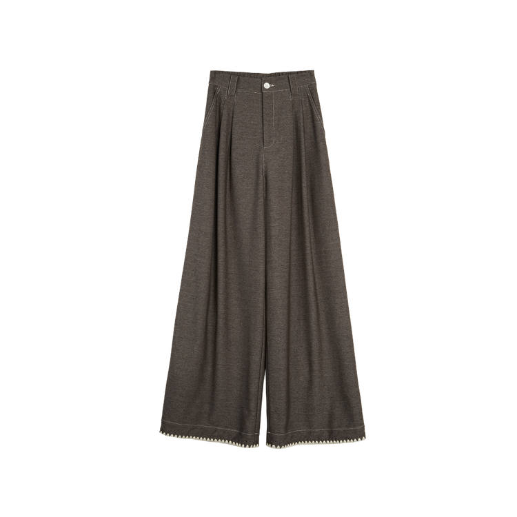 ELLE Casual Pants Women's Coffee Moderate Wide Leg Pants