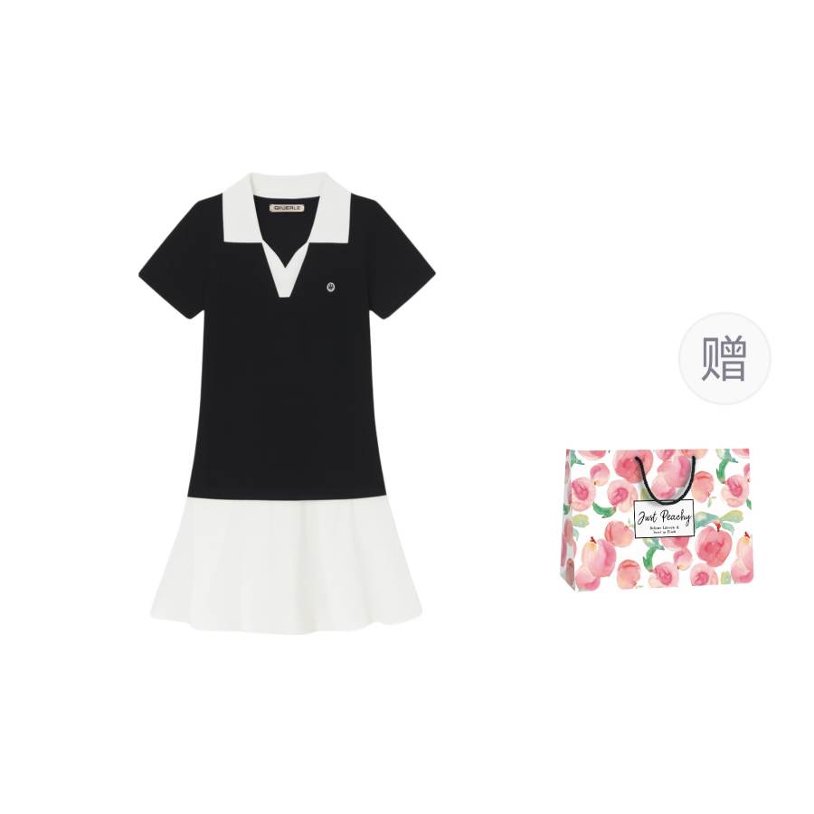Qiuerle Short Sleeved Dresses Women's Polo Collar Moderate Short
