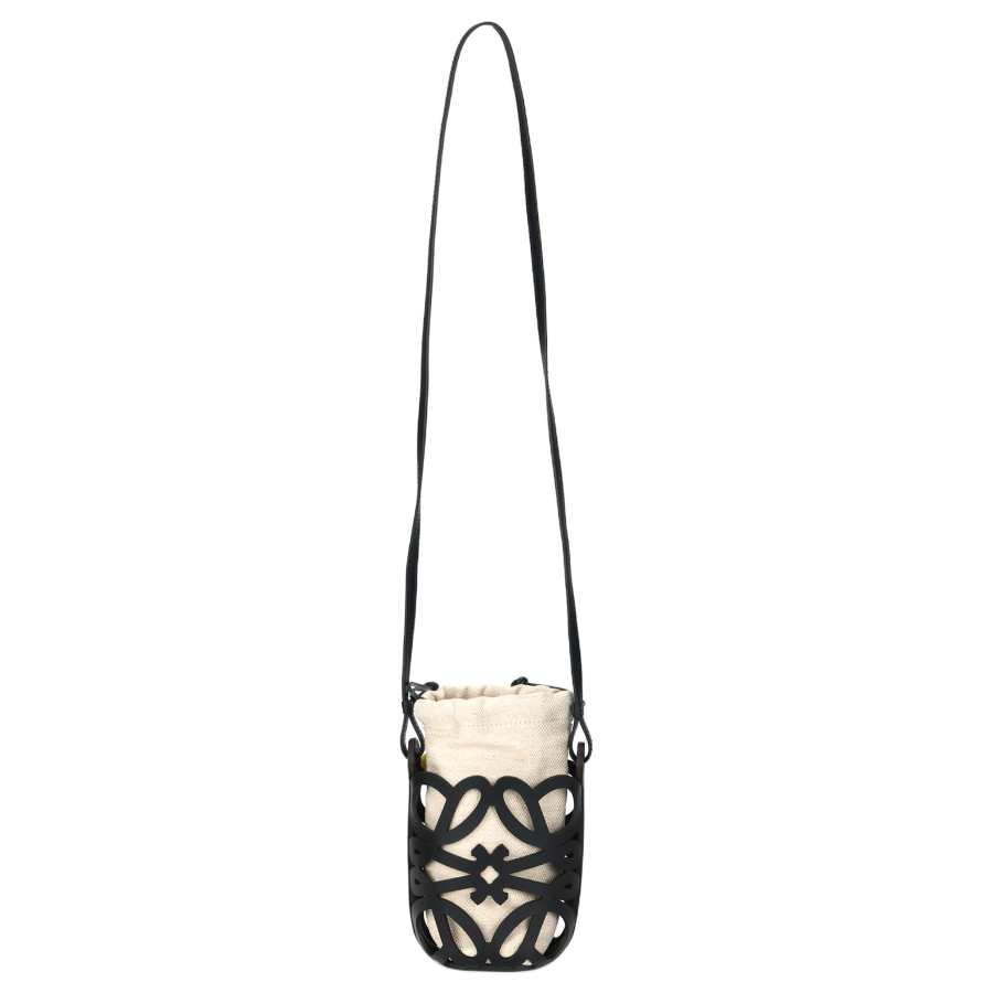 LOEWE Classic Cow Leather/Canvas Crossbody Bag Women's Black