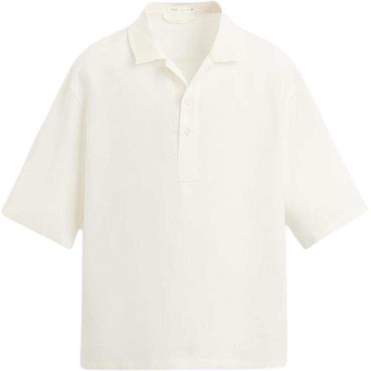 ZARA Polo Shirts Men's White Lapel Moderate