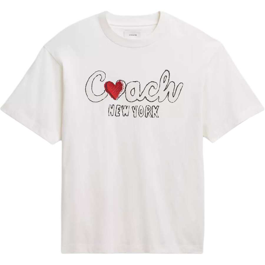 COACH COACH T Shirts Men's White Crew Neck Moderate