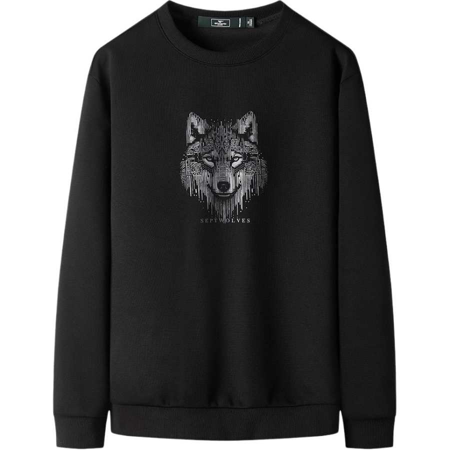 SEPTWOLVES SEPTWOLVES Sweatshirts Unisex Black Crew Neck Moderate Regular