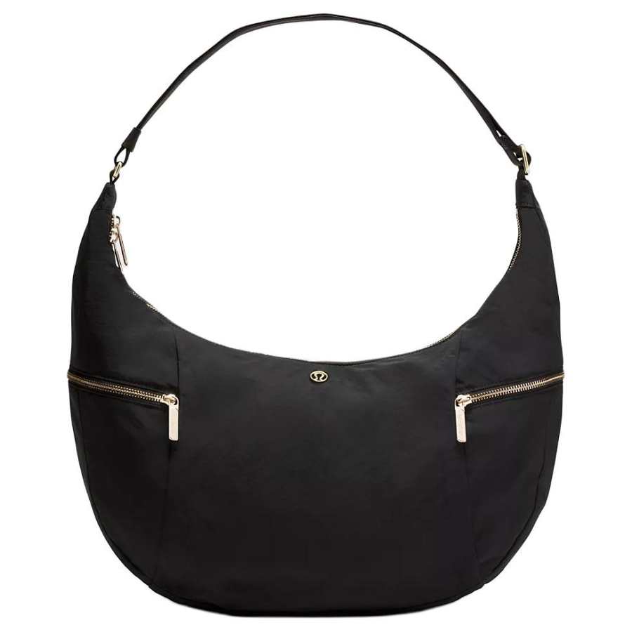 Lululemon Nylon Shoulder Bag Large Women's Black & Gold