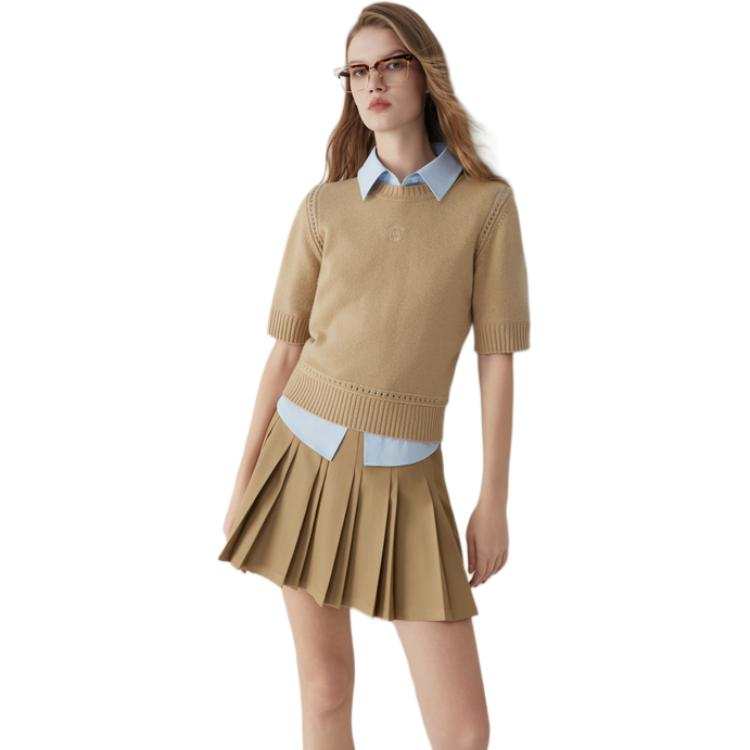 ELLE Knitwear Women's Coffee Crew Neck Moderate Other