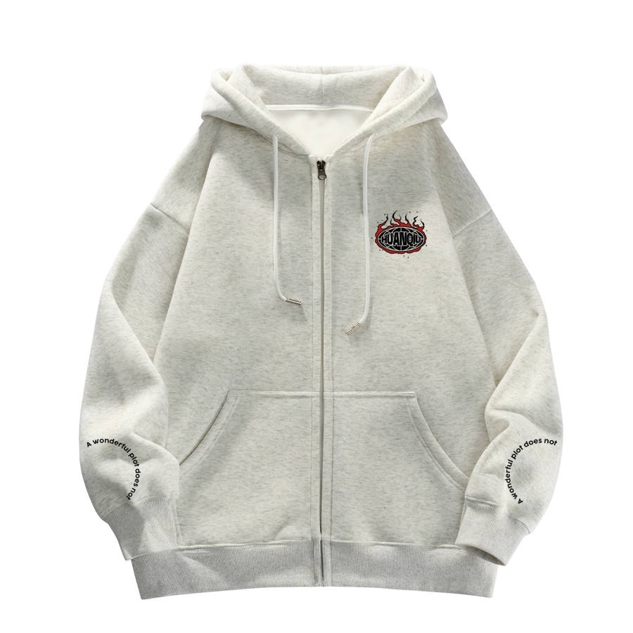 HUANQIU Sweatshirts Unisex Hooded Moderate Cardigan