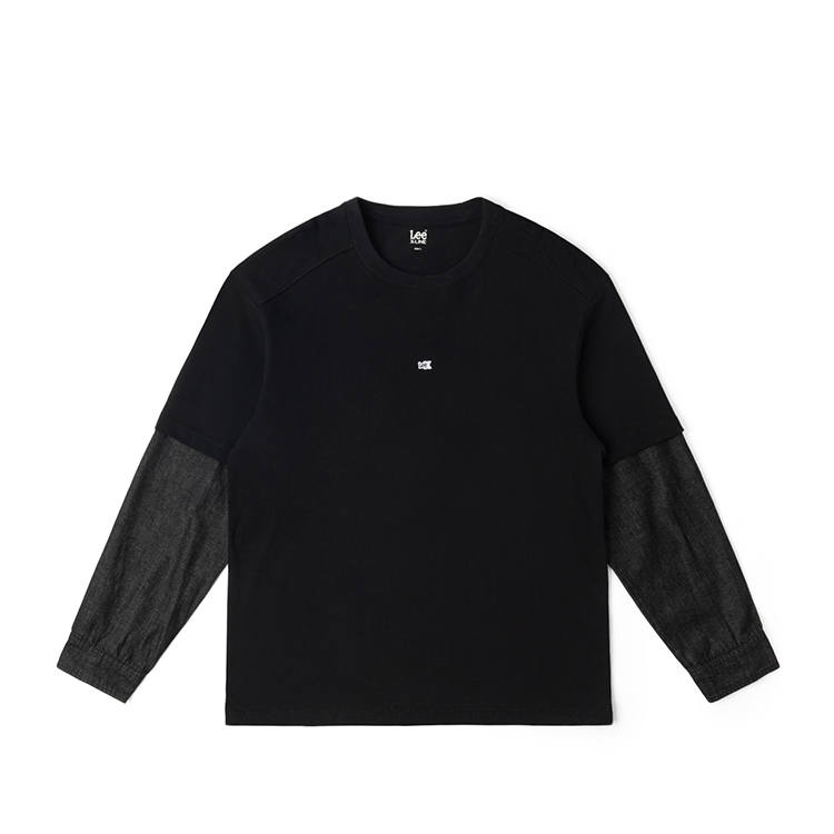 Lee Lee T Shirts Men's Black Crew Neck Moderate Mock Two Piece