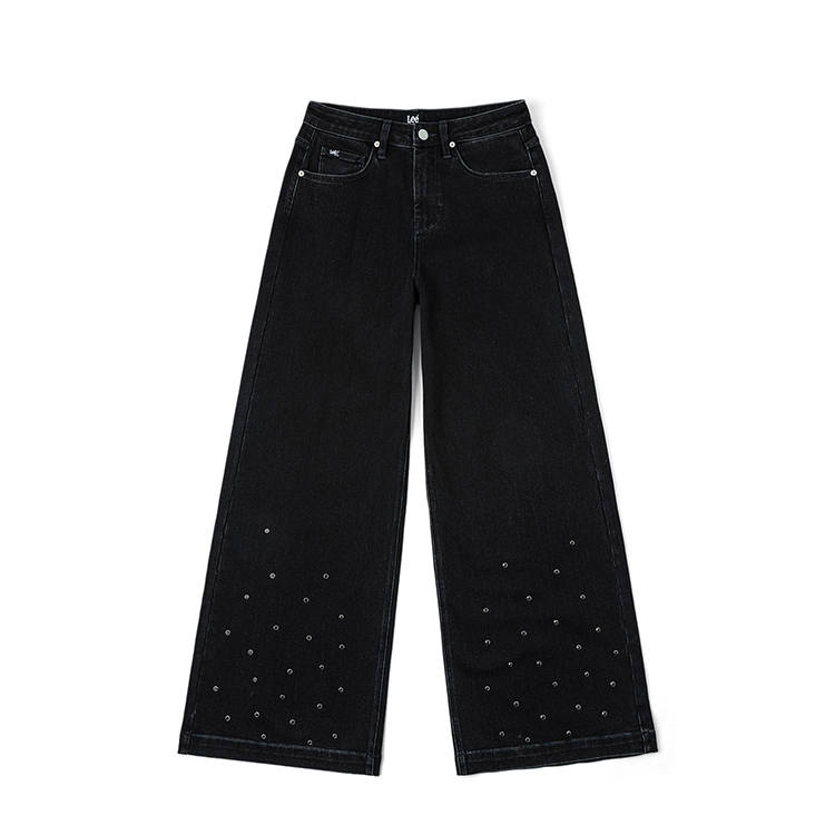Lee Jeans Women's Black Gray Color Moderate Wide Leg Pants
