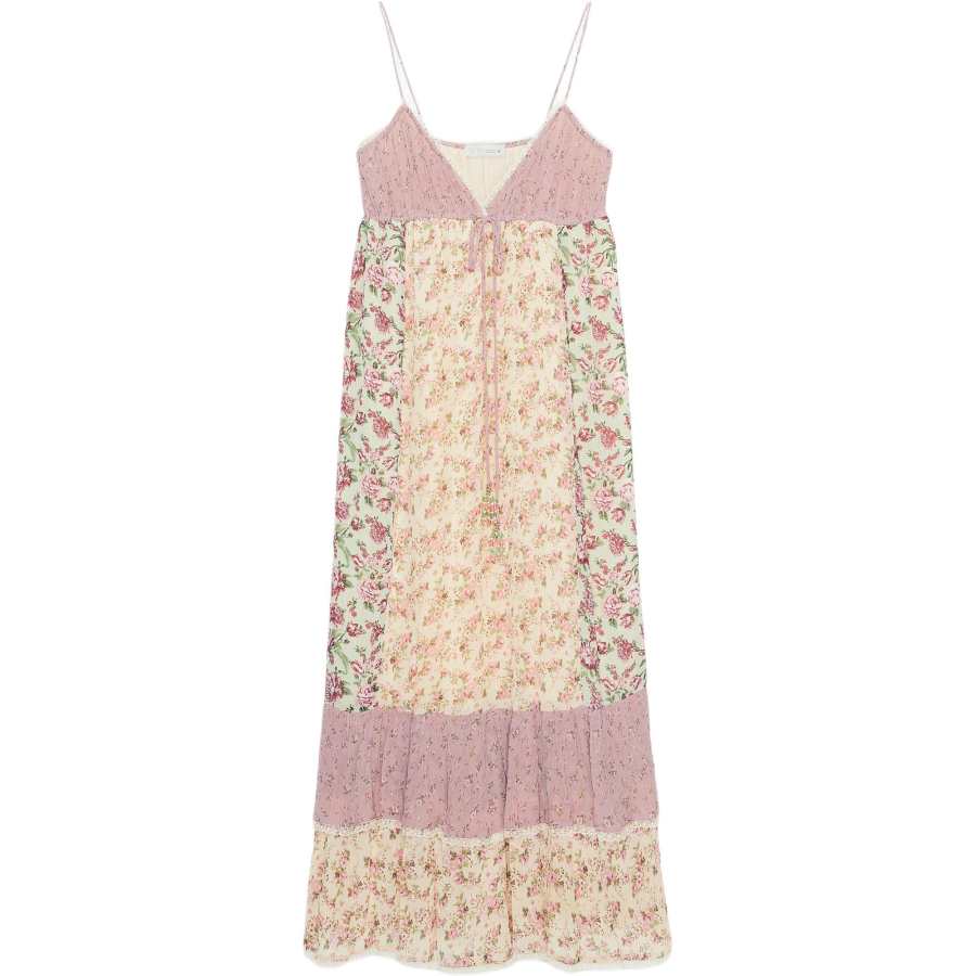 ZARA Slip Dresses Women's Multicolor V Neck Moderate Long