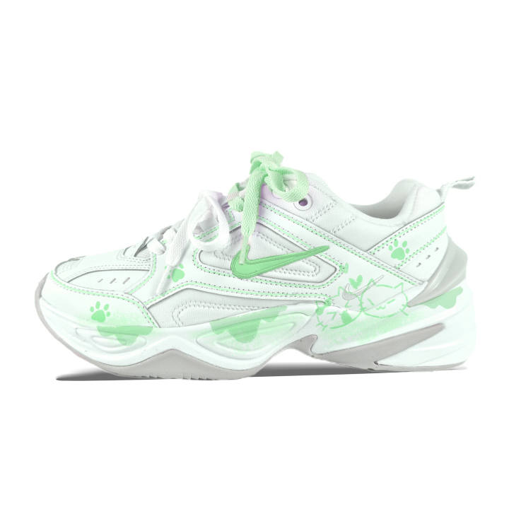 Nike Nike M2K Tekno Abrasion Resistant Breathable Low top Chunky Sneakers Women's White Green
