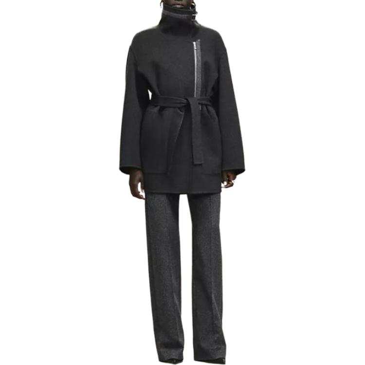 HERMES Coats Women's Volcanic Ash Moderate Straight Fit