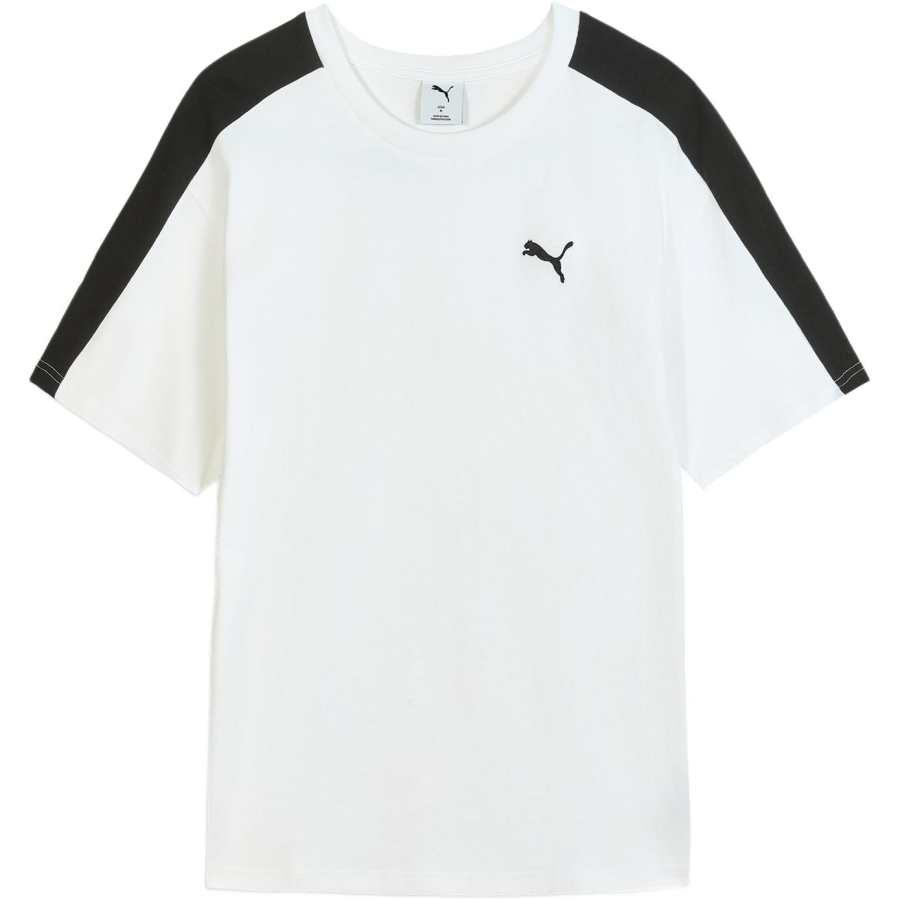 PUMA T7 T Shirts Men's White Crew Neck Moderate Straight Fit