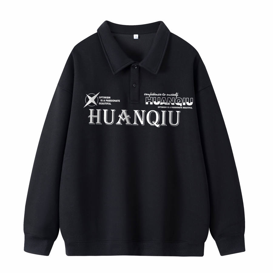 HUANQIU Sweatshirts Unisex Lapel Moderate Heavyweight