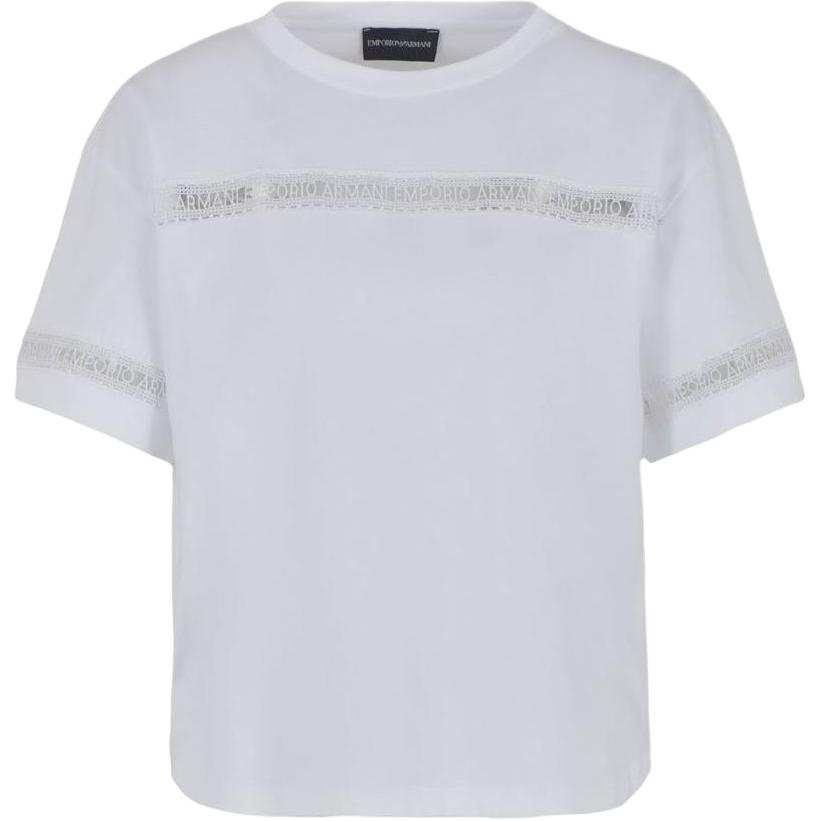 EMPORIO ARMANI Logo Embroidered Openwork T-Shirt
