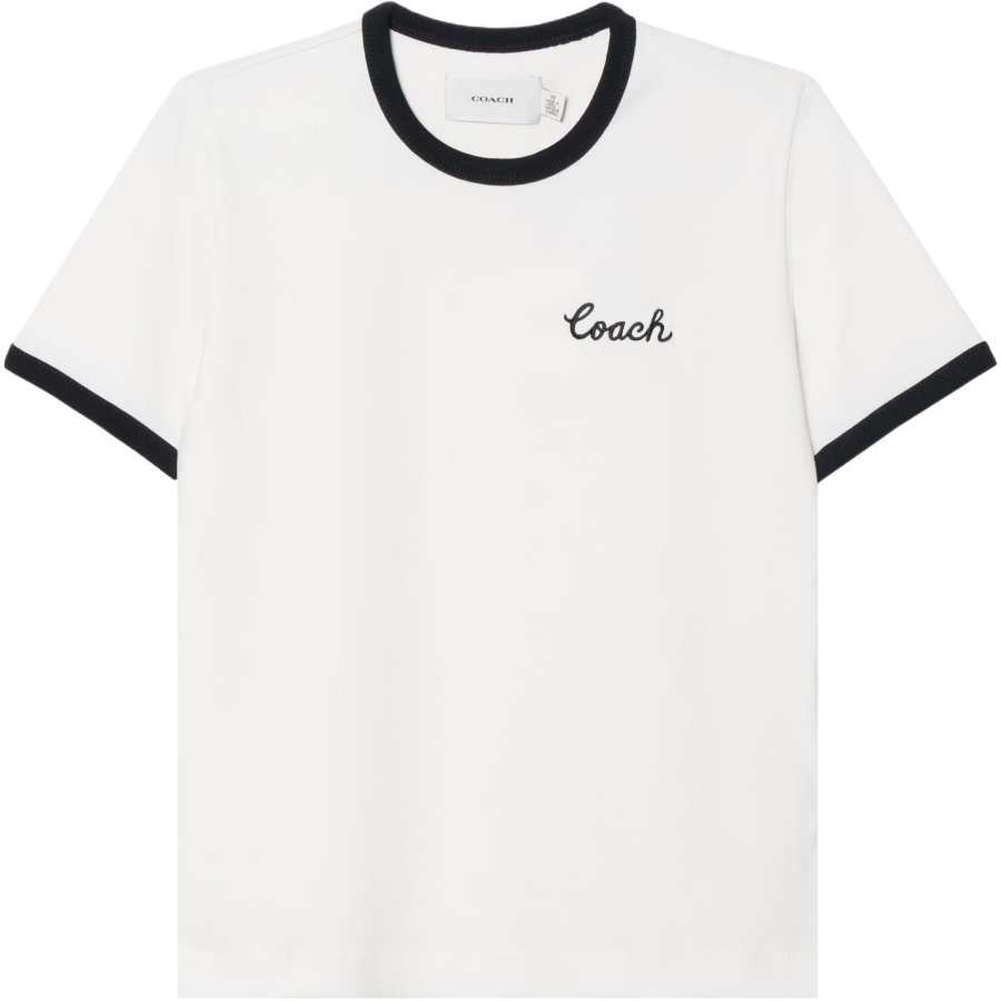 COACH T Shirts Women's White Crew Neck Moderate Straight Fit